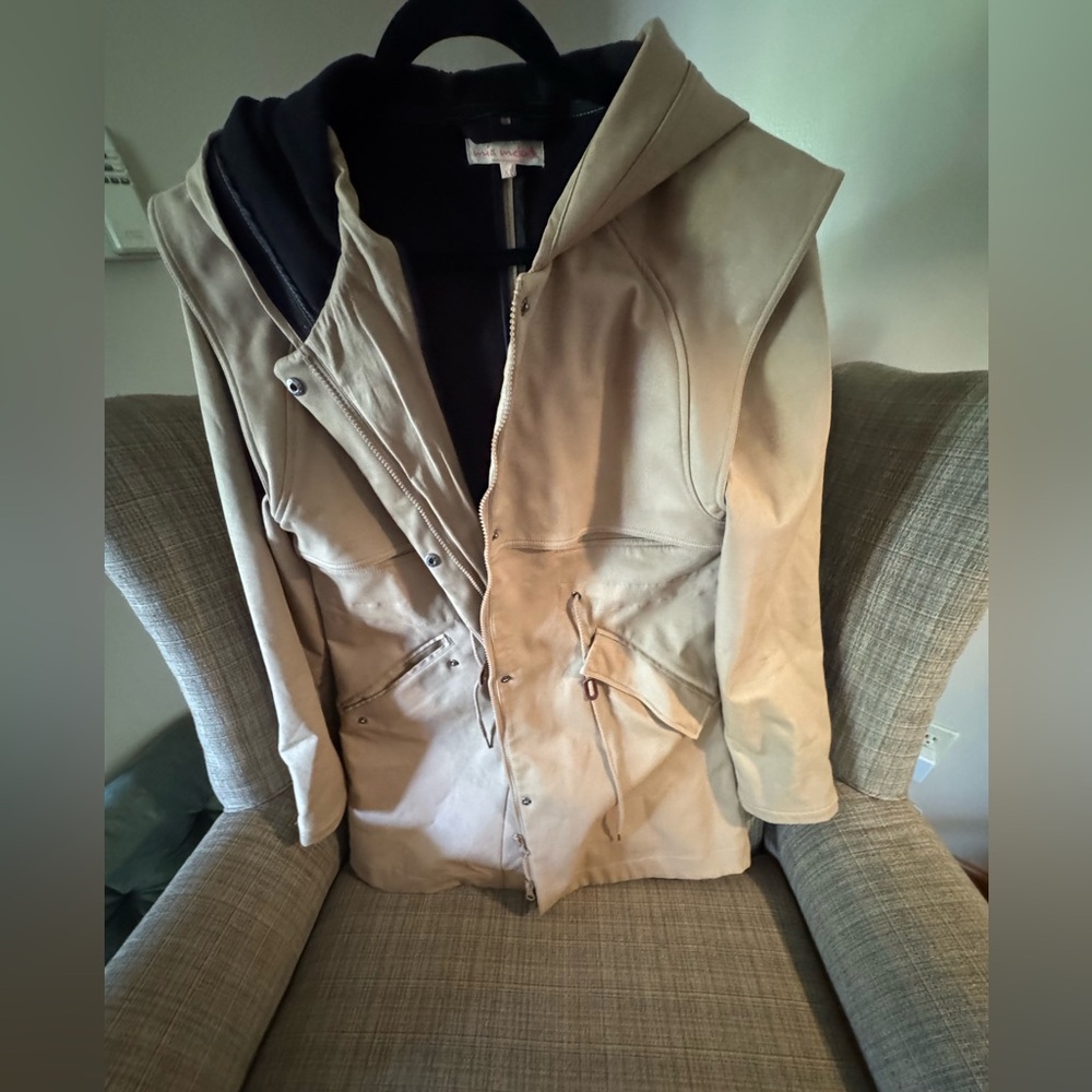 Stylish Tan Utility Jacket with Hood